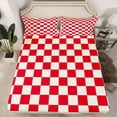 thumbnail image 1 of Erosebridal Plaid Fitted Sheet Twin Beige Red Checkerboard Bedding Geometric Checkered Bed Sheets,Aesthetic Grid Fitted Sheets Modern Room Decor 2 Pcs(No Top Sheet), 1 of 5