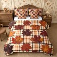 thumbnail image 1 of Erosebridal Plaid Leaves Full Size Bedding Sets 7 Pieces,Fall Checkered Full Size Bed in a Bag,Beige,Reversible, 1 of 6
