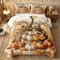 thumbnail image 1 of Erosebridal Plaid Pumpkin Bed Spread Queen 3pcs,Fall Harvest Queen Coverlet Set,Beige,1 Quilt and 2 Pillowcases, 1 of 7