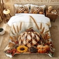 thumbnail image 1 of Erosebridal Plaid Pumpkin Quilt King 3 Pieces,Fall Harvest King Coverlet Set,Cream,1 Bedspread and 2 Pillowcases, 1 of 7