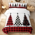 thumbnail image 1 of Erosebridal Plaid Trees Quilt King 3 Pieces,Christmas Check King Coverlet Set,Red Green,1 Bedspread and 2 Pillowcases, 1 of 7