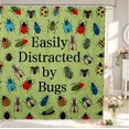 thumbnail image 1 of Erosebridal Playful Beetles Shower Curtain 72Wx84L,Rustic Nature Wildlife Theme Bathroom Shower Curtain,Green Blue, 1 of 5