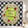 thumbnail image 1 of Erosebridal Playful Bug Ladybug Shower Curtain 72Wx72L,Boho Daisy Floral Bathroom Curtain,Beige Black, 1 of 5