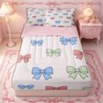 thumbnail image 1 of Erosebridal Playful Cartoon Bow Zipper Queen Comforter Set with Fitted Sheet and 2 Pillowcases,Retro Color Palette Zipper Bedding Set,Blue Green Red,4 Pieces,Pink Reversible, 1 of 6