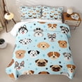 thumbnail image 1 of Erosebridal Playful Cartoon Dog Head Collage Bed Spread Queen,Paw Polka Dot Backdrop Queen Coverlet Set For Boys,3-Piece, 1 of 7