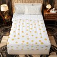 thumbnail image 1 of Erosebridal Polka Dots Zipper Full Size Comforter Sets with Fitted Sheet and 2 Pillowcases,Minimal Circle Zipper Bedding Set,Yellow White,Reversible, 1 of 6