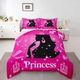 thumbnail image 1 of Erosebridal Princess Bling Bedding Sets Full with Comforter,Glitter Crown Duvet Insert,Pink Black,Reversible,Super Cozy,3 Pieces, 1 of 7