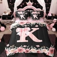 thumbnail image 1 of Erosebridal Princess Bow K Bedding Comforter Set 7pcs, Spring Flower King Bedding Sets, Pink Reversible, 1 of 7