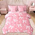 thumbnail image 1 of Erosebridal Princess Bow Ribbon Bedding Comforter Set for Girls, Cute Love Heart Queen Bedding Sets, Pink Reversible, 7-Piece, 1 of 6