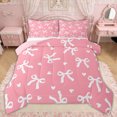thumbnail image 1 of Erosebridal Princess Bow Ribbon Full Size Comforter Sets for Girls, Cute Love Heart Bedding Sets, Pink Reversible, 3-Piece, 1 of 6