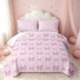 thumbnail image 1 of Erosebridal Princess Bow Tie Quilt King, Cute Ribbon King Coverlet Set, Pink Reversible, Soft Pink, 3-Piece (1 Bedspread and 2 Pillowcases), 1 of 7