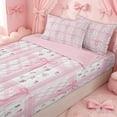 thumbnail image 1 of Erosebridal Princess Bow Zipper Twin Comforter Sets with Fitted Sheet and 2 Pillowcases for Girls, Plaid Spring Floral Zipper Bedding Set, Pink Reversible, 4 Pieces, 1 of 7