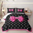thumbnail image 1 of Erosebridal Princess Bowknot Girls Twin Quilt Set, Black Pink Cartoon Twin Coverlet Set, 2-Piece, 1 of 7