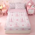 thumbnail image 1 of Erosebridal Princess Castle Crown Zipper Twin Comforter Sets with Fitted Sheet and 2 Pillowcases,Pink Rose Stars Sparkle Zipper Bedding Set For Girls,Pink Reversible,4pcs, 1 of 7