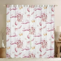 Erosebridal Princess Castle Curtains for Living Room,Bowknot Balloon 30%-50% Blackout Curtains Set of 2 (38x45),Pink Butterfly Curtains and Drapes (38x45),Kawaii Bedroom Decoration