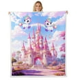 thumbnail image 1 of Erosebridal Princess Castle Sherpa Blanket, Fantasy Fairy Tale Fuzzy Blanket Throw, Pink Purple, 40x50, 1 of 6