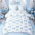thumbnail image 1 of Erosebridal Princess Coquette Bowknot Kids 7-Piece Bedding Comforter Set,Blue Dreamy Loves Pattern King Bedding Sets For Girls,Reversible, 1 of 7