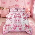 thumbnail image 1 of Erosebridal Princess Coquette Bowknot Queen Comforter Set,Cute Pink Floral Bedding Comforter Set For Kids Girls,Pink Reversible,3 Pieces, 1 of 7
