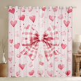 thumbnail image 1 of Erosebridal Princess Grid Bowknot Black Out Curtains for Girls, Watercolor Love Heart Curtains Pack of 2 (42x63 Each), 1 of 6