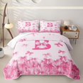 thumbnail image 1 of Erosebridal Princess Letter B Bed Spread Queen, Cute Ribbon Queen Coverlet Set, 3pcs, 1 of 7