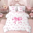 thumbnail image 1 of Erosebridal Princess Ribbon Bedding Comforter Set 7 Pieces for Kid, Butterfly Knot Full Bedding Set, White Pink, 1 of 7