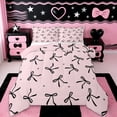 thumbnail image 1 of Erosebridal Princess Ribbon Bowknot Queen Comforter Set,Black Bowtie Gifts Bedding Comforter Set For Kids Girls,Pink Reversible,3-Piece, 1 of 7