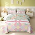 thumbnail image 1 of Erosebridal Princess Ribbon Quilt Full, Cute Bow-Tie Full Bedspread Sets, Reversible, Pastel Mint, 3 Pieces (1 Coverlet and 2 Pillowcases), 1 of 6