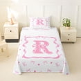 thumbnail image 1 of Erosebridal Princess Ribbon Twin Sheet Sets for Girls, Pink Letter R Bedding, 3pcs, 1 of 5