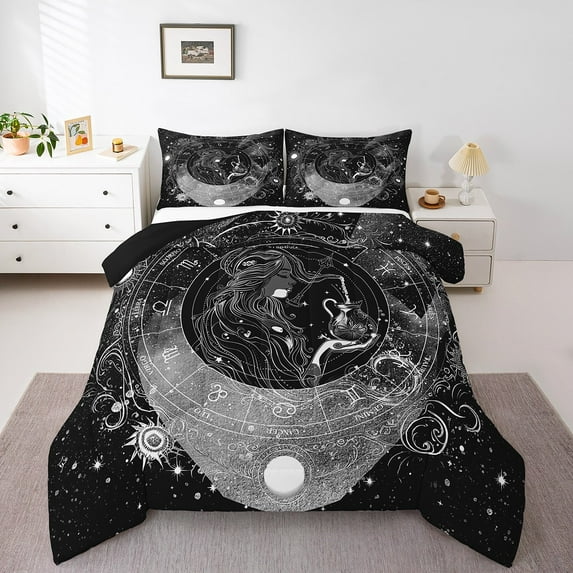 Erosebridal Psychedelic Constellations Comforter Sets Queen Size,Galaxy Horoscope Bedding Queen Comforter Set,Starry Sky Bedding Sets Queen with Comforter,Universe Room Decoration,3 Pieces