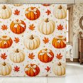 thumbnail image 1 of Erosebridal Pumpkin Bow Shower Curtain 72Wx78L,Fall Harvest Bath Curtain,Ivory, 1 of 6