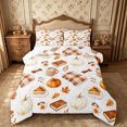 thumbnail image 1 of Erosebridal Pumpkin Coffee Queen Comforter Set 3 Pieces,Cozy Fall Comforter Sets Queen,White Orange Brown,Reversible,1 Comforter and 2 Pillowcases, 1 of 6