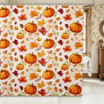 thumbnail image 1 of Erosebridal Pumpkin Leaves Shower Curtain 72Wx72L,Fall Harvest Bathroom Curtain,Cream, 1 of 6
