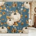 thumbnail image 1 of Erosebridal Pumpkin Leaves Shower Curtain 72Wx72L,Fall Harvest Bathroom Curtain,Teal, 1 of 6