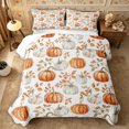 thumbnail image 1 of Erosebridal Pumpkin Leaves Twin Quilt Set 2 Pieces,Fall Harvest Twin Coverlet Set,Peach White,1 Bedspread and 1 Pillowcase, 1 of 7