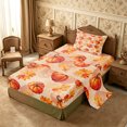 thumbnail image 1 of Erosebridal Pumpkin Leaves Twin Sheets 3pcs,Fall Harvest Bedding,Peach,1 Flat Sheet, 1 Fitted Sheet and 1 Pillowcase, 1 of 6