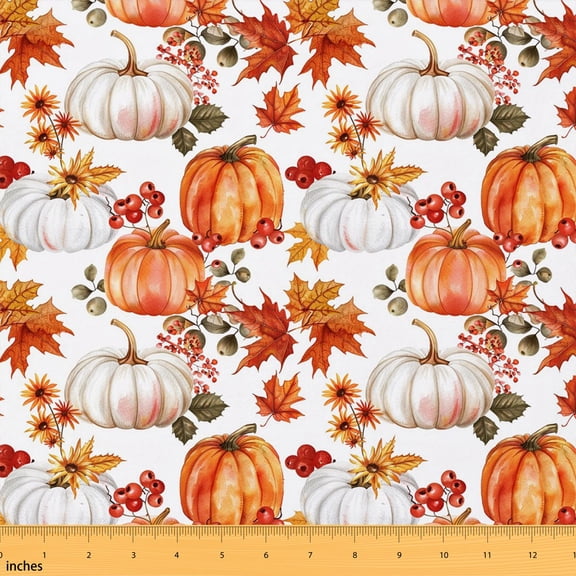 Erosebridal Pumpkin Print Fabric by the Yard 1 Yard Fall Pumpkin Home Decor Fabric by the Yard, Bright Pink