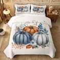 thumbnail image 1 of Erosebridal Pumpkin Trio Quilt Full 3-Piece,Fall Harvest Full Bedspread Sets,Dusty Blue,1 Coverlet and 2 Pillowcases, 1 of 7