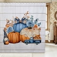 thumbnail image 1 of Erosebridal Pumpkin Truck Shower Curtain 72Wx72L,Fall Farm Bathroom Curtain,White Blue Orange, 1 of 6