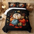 thumbnail image 1 of Erosebridal Pumpkin Variety Bed Spread Queen 3pcs,Fall Harvest Queen Coverlet Set,Dark Green,1 Quilt and 2 Pillowcases, 1 of 7