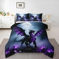thumbnail image 1 of Erosebridal Purple Black Dragon Bedding Sets Full with Comforter,Western Fantasy Theme Duvet Insert,Cartoon Animal Comforter Sets Full Size,Breathable Room Decor Reversible，3pcs, 1 of 8