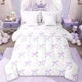 thumbnail image 1 of Erosebridal Purple Bow 7 Pieces Bedding Comforter Set For Bowtie Girl,Bowknot Full Bedding Set,Dreamy Princess Style Bows,Reversible, 1 of 7