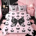 thumbnail image 1 of Erosebridal Purple Bow Tie 7-Piece Twin Bedding Sets For Girls,3D Cartoon Heart Print Kids Bedding Comforter Set,Pink Reversible, 1 of 7
