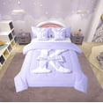 thumbnail image 1 of Erosebridal Purple Bowknot Bedding Sets King Size, Initial Letter K Comforter Sets with Sheets, Cartoon Monogrammed Reversible Bed Set, Breathable Bedroom Decorative, 7pcs, 1 of 6