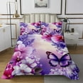 thumbnail image 1 of Erosebridal Purple Butterfly Bedspread Sets Twin Size,Flower Bed Quilt,2 Pieces, 1 of 5