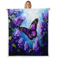 thumbnail image 1 of Erosebridal Purple Butterfly Sherpa Blanket Violet Lavender Flowers Fleece Throw Blanket Flying Butterfly Plush Blanket for Sofa Bed Couch,40x50 Inches, 1 of 6