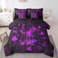 thumbnail image 1 of Erosebridal Purple Circuit Bed in a Bag King size, Geometry Stripe Bed Set, Chic Abstract Decor, Reversible 7pcs, 1 of 5
