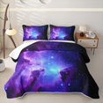 thumbnail image 1 of Erosebridal Purple Cosmic Galaxy Quilt Full for Boys Girls, Twinkling Star Horoscope Full Bedspread Sets, 3 Pieces, 1 of 7