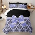 thumbnail image 1 of Erosebridal Purple Cute Bows Girls Twin Quilt Set,Gothic Vintage Floral Twin Coverlet Set For Adult,2-Piece, 1 of 7