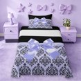 thumbnail image 1 of Erosebridal Purple Cute Bows Girls Twin Sheet Sets,Gothic Vintage Floral Bedding For Adult 3pcs, 1 of 6