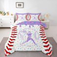 thumbnail image 1 of Erosebridal Purple Dripping Baseball Stitch & Batter Silhouette Graphic Full Size Comforter Sets 3 Pieces, Sport Graphic Bedding Sets for Boys And Girls Kids,Luxury Bedroom Decor, 1 of 4